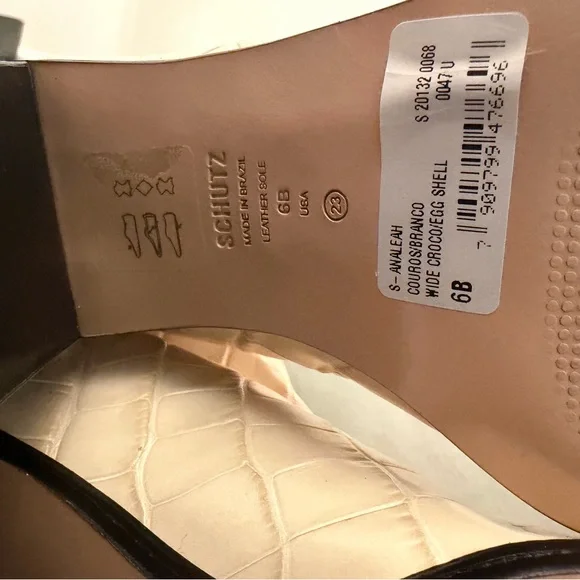 SCHUTZ Maryana Block Heel Boot Ivory Croc Embossed Leather Cowboy Knee High 6B - Picture 11 of 12